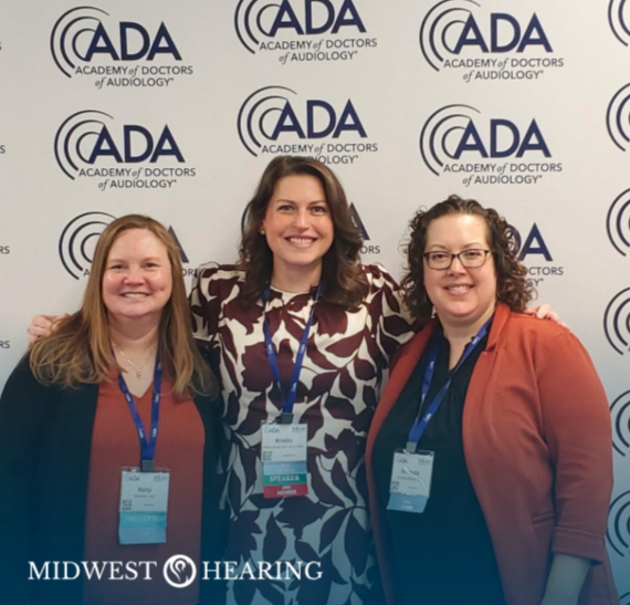 Dr. Gravel (center) with Dr. Veit (left) and Dr. Salmon (right) at the ADA AuDacity 2026 Conference